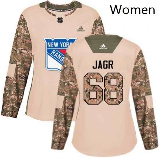Womens Adidas New York Rangers 68 Jaromir Jagr Authentic Camo Veterans Day Practice NHL Jersey